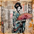 Japanese Maiko RJ0043 Geiko Geisha Portrait Typography