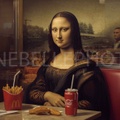Mona Lisa Fast Food, Pop Art Parody, Modern Lifestyle, Funny Interior Decor, Renaissance Remix, Da Vinci Today, Trendy Wall Art, Contemporary Kitchen Decor