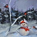 Snowman and Bullfinches